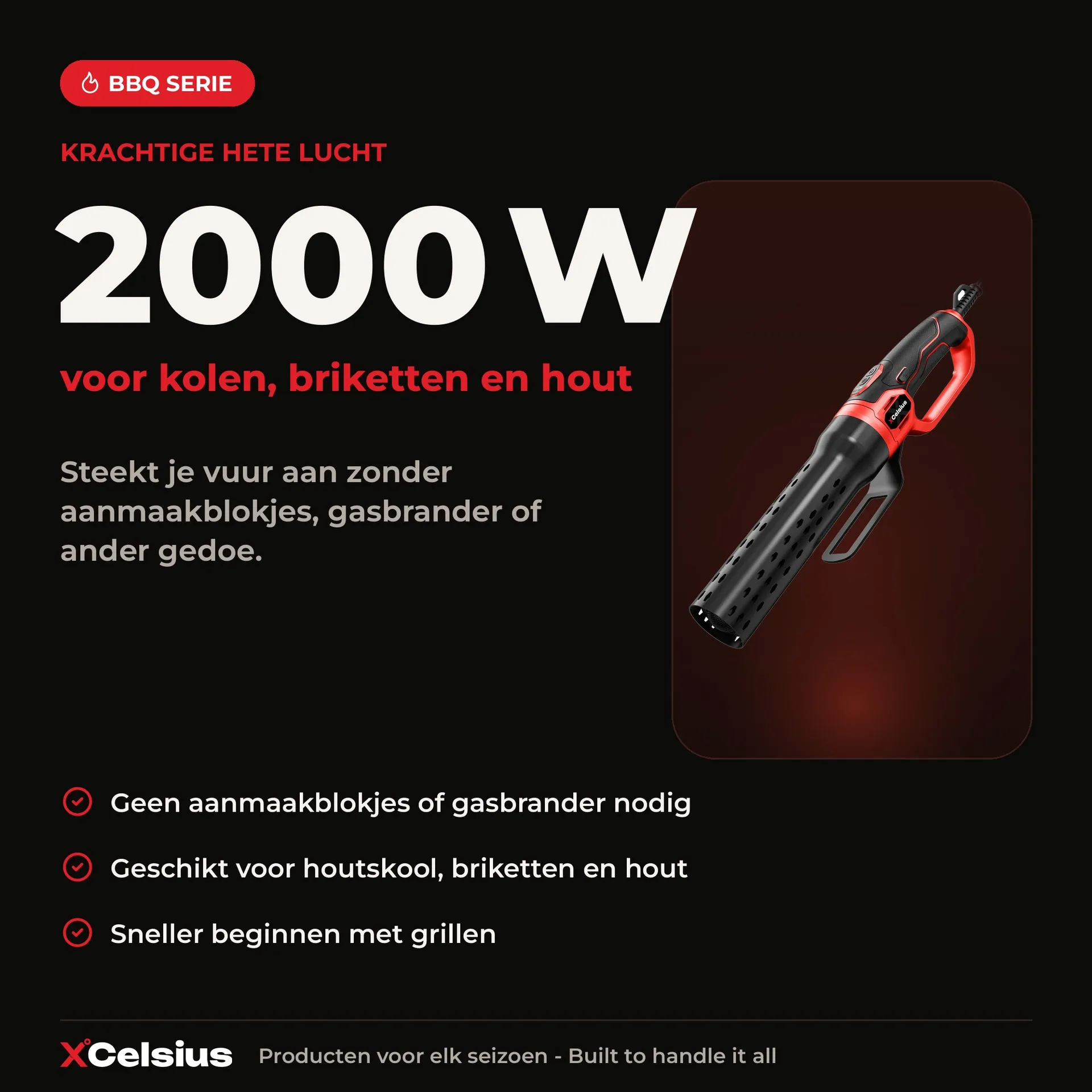 bbq aansteker elektrisch voor kolen en hout