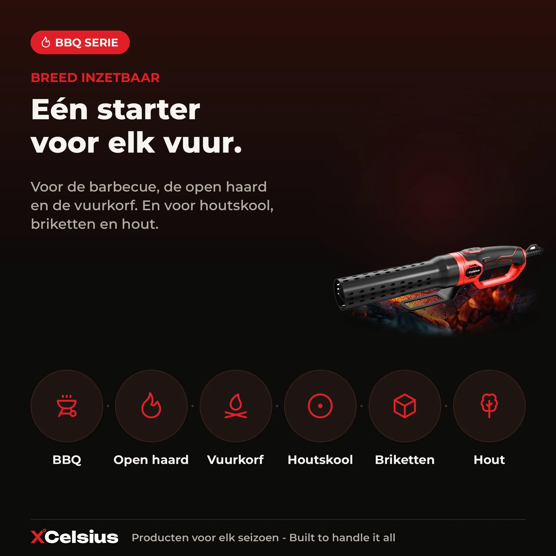bbq aansteker elektrisch voor kolen en hout