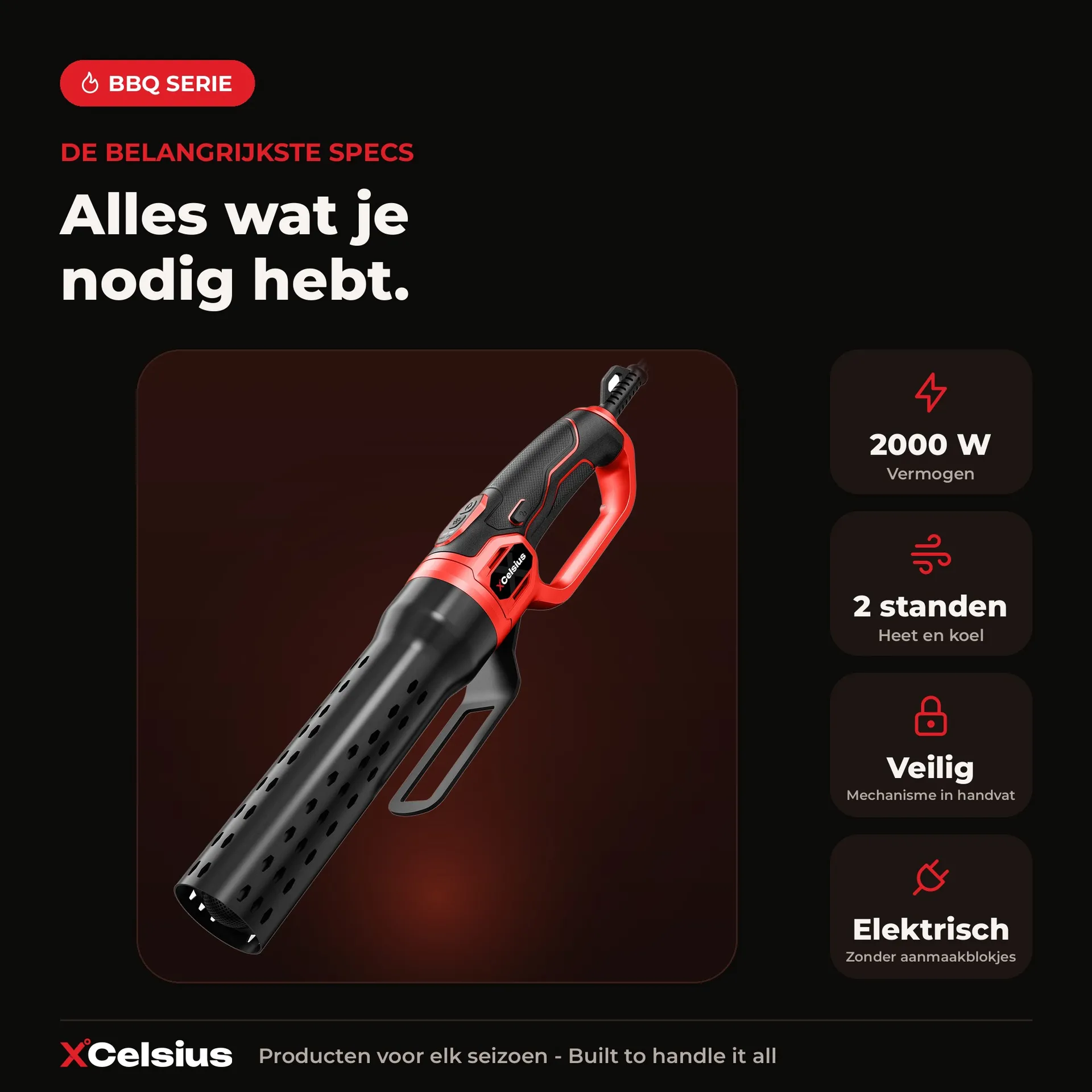 bbq aansteker elektrisch voor kolen en hout