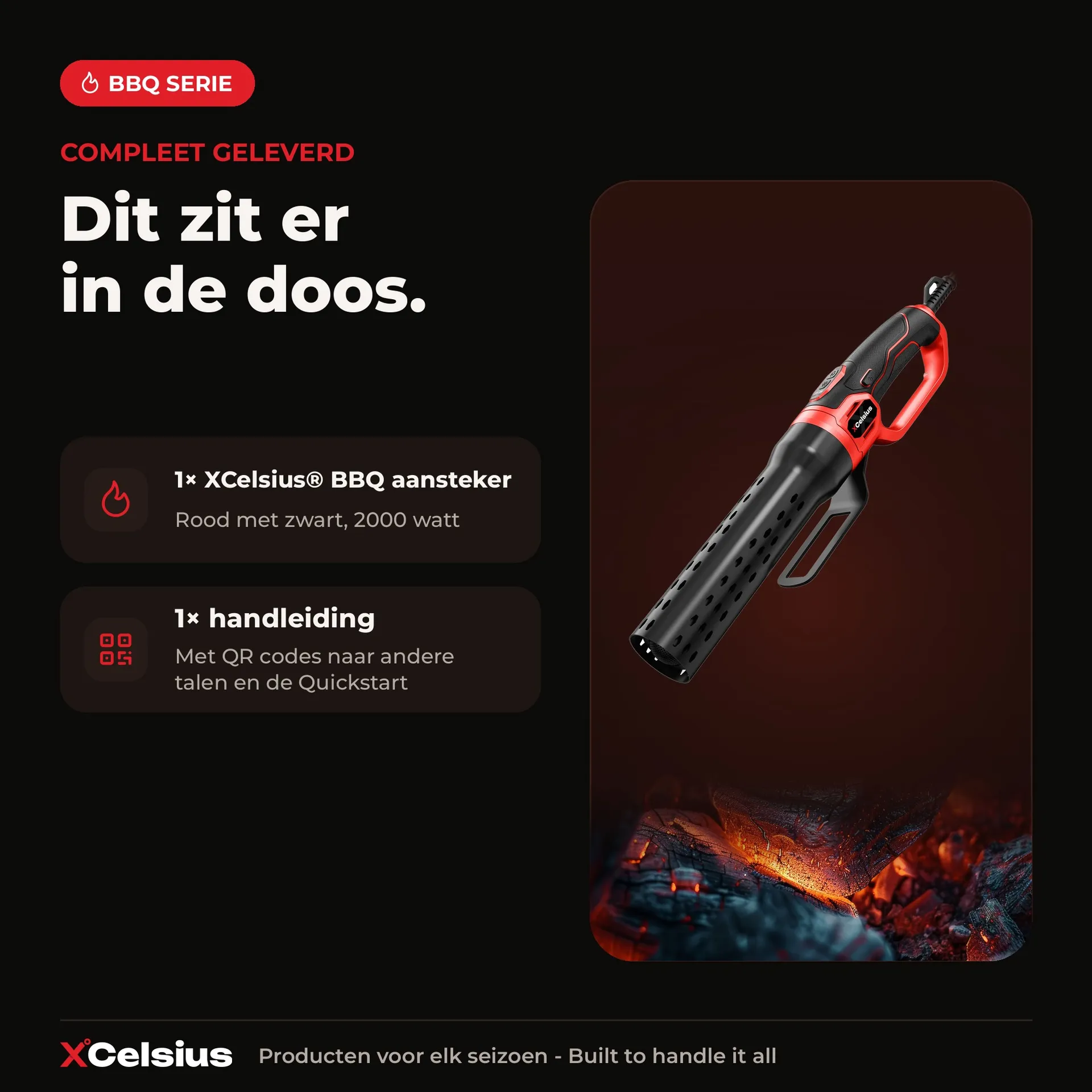 bbq aansteker elektrisch voor kolen en hout