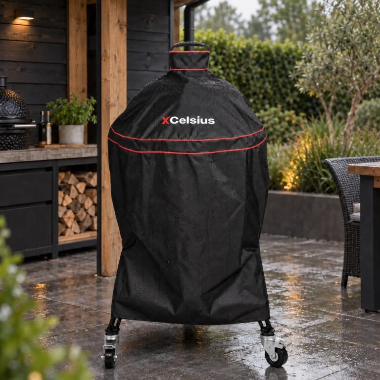 bbq hoes voor large kamado's universeel zwart met rood