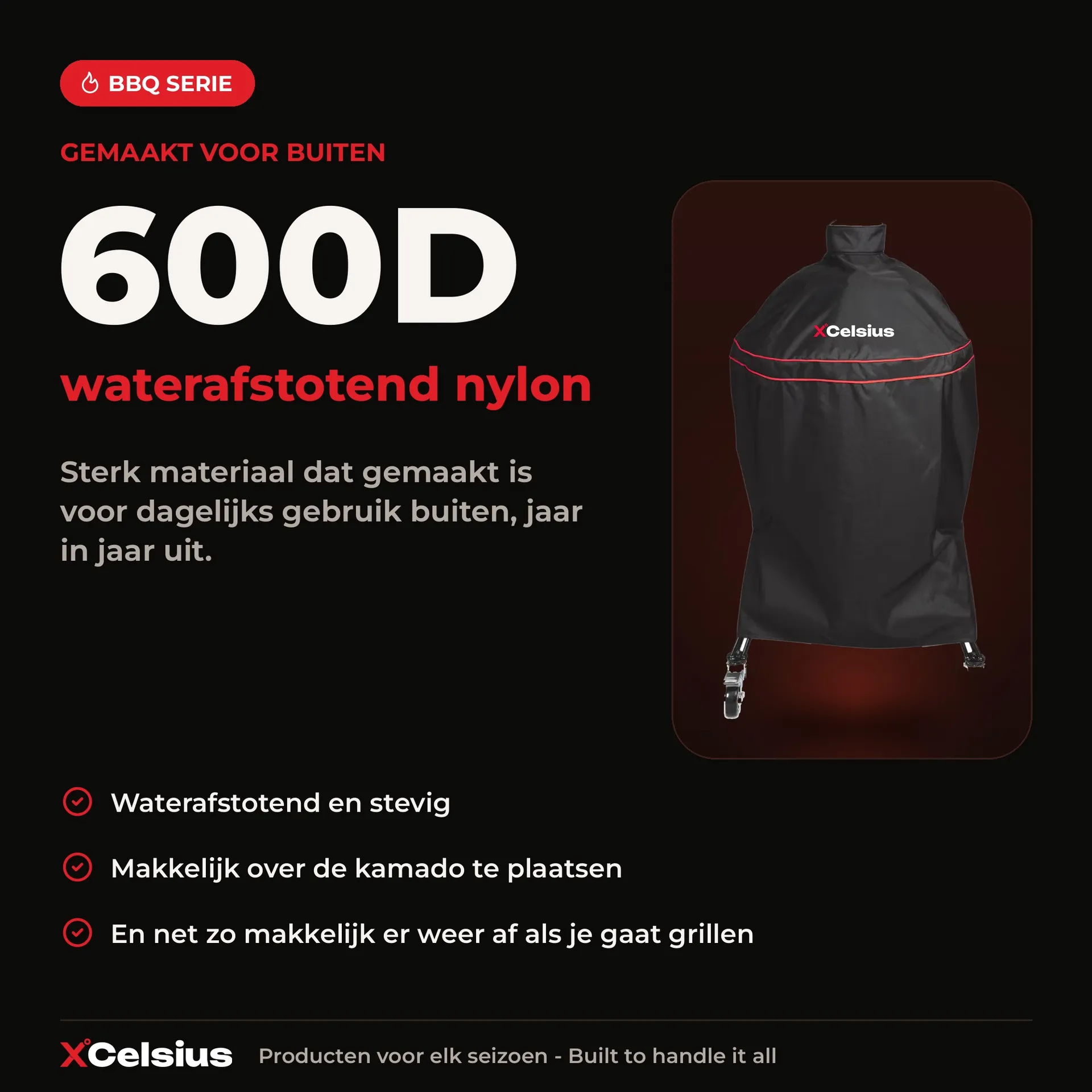 bbq hoes voor large kamado's universeel zwart met rood