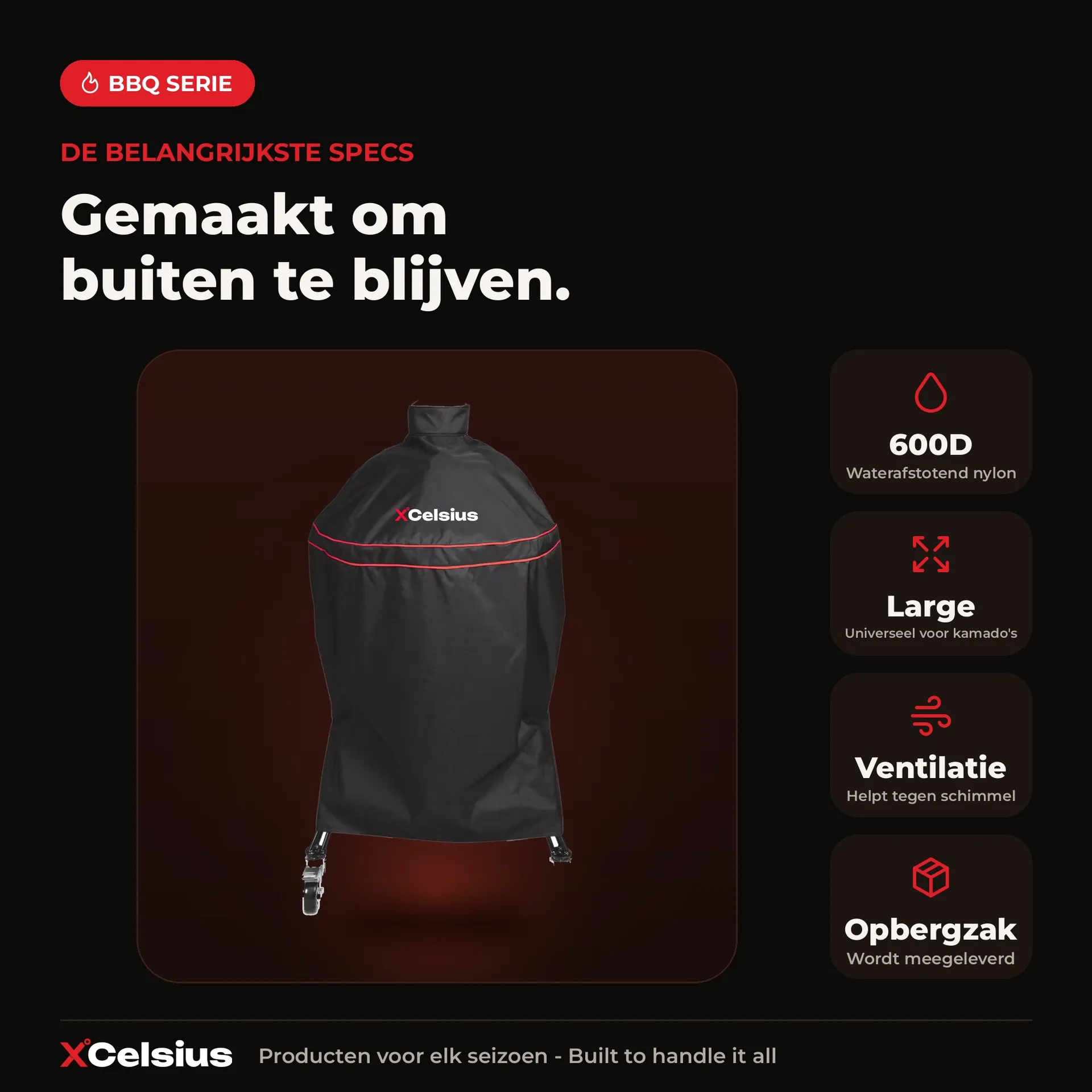 bbq hoes voor large kamado's universeel zwart met rood