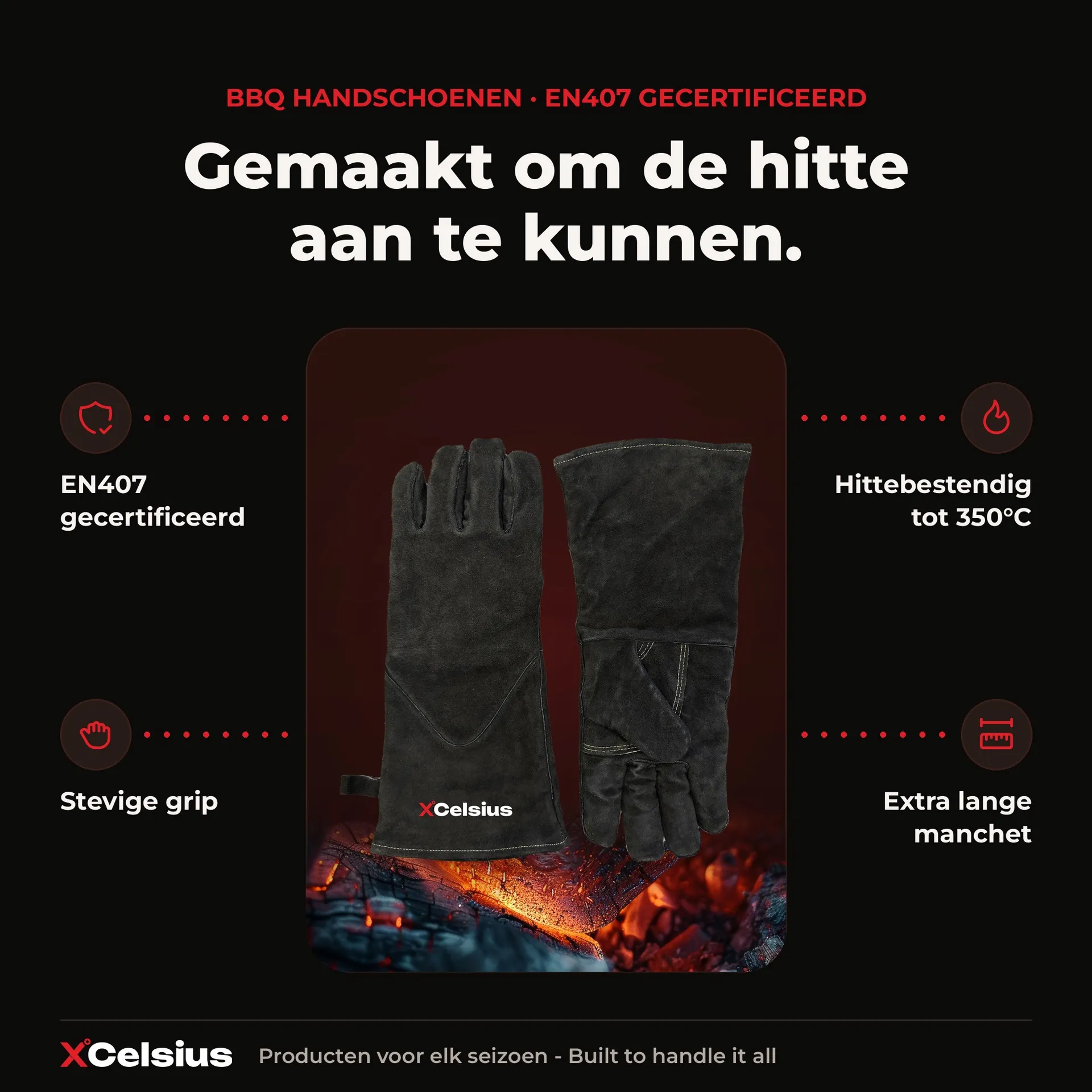 bbq handschoenen en407 gecertificeerd zwart
