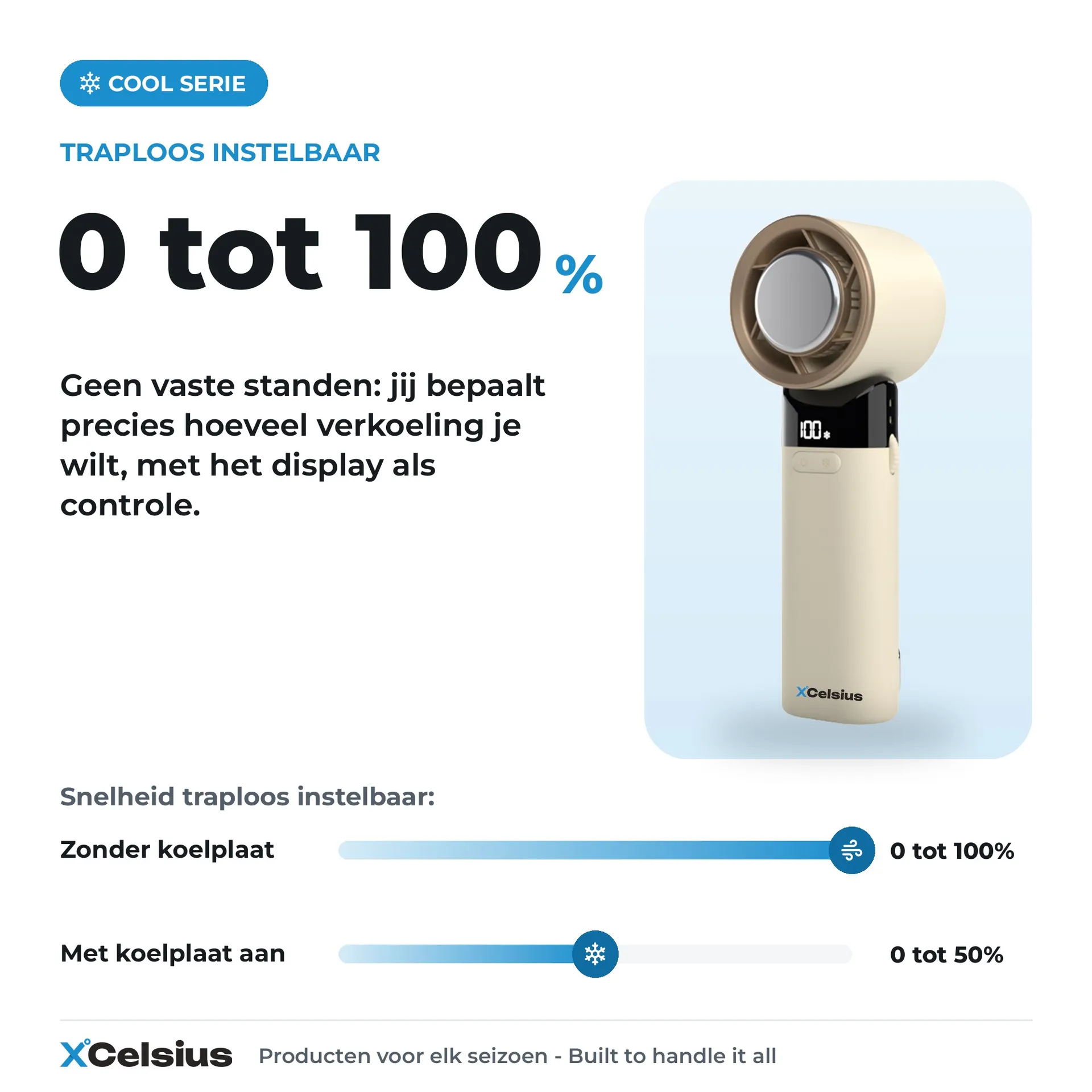 handventilator met instant koelplaat beige/crème