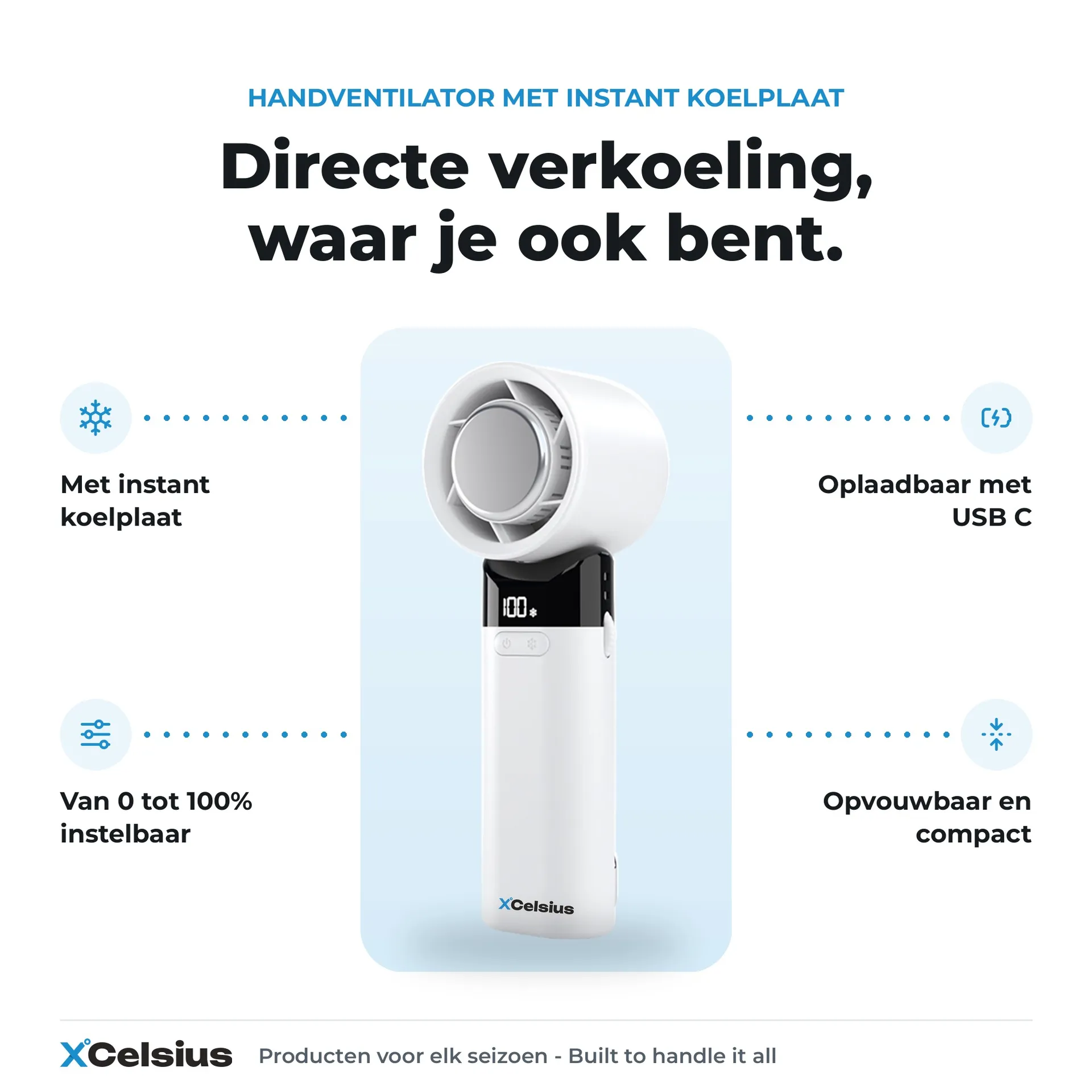 handventilator met instant koelplaat wit