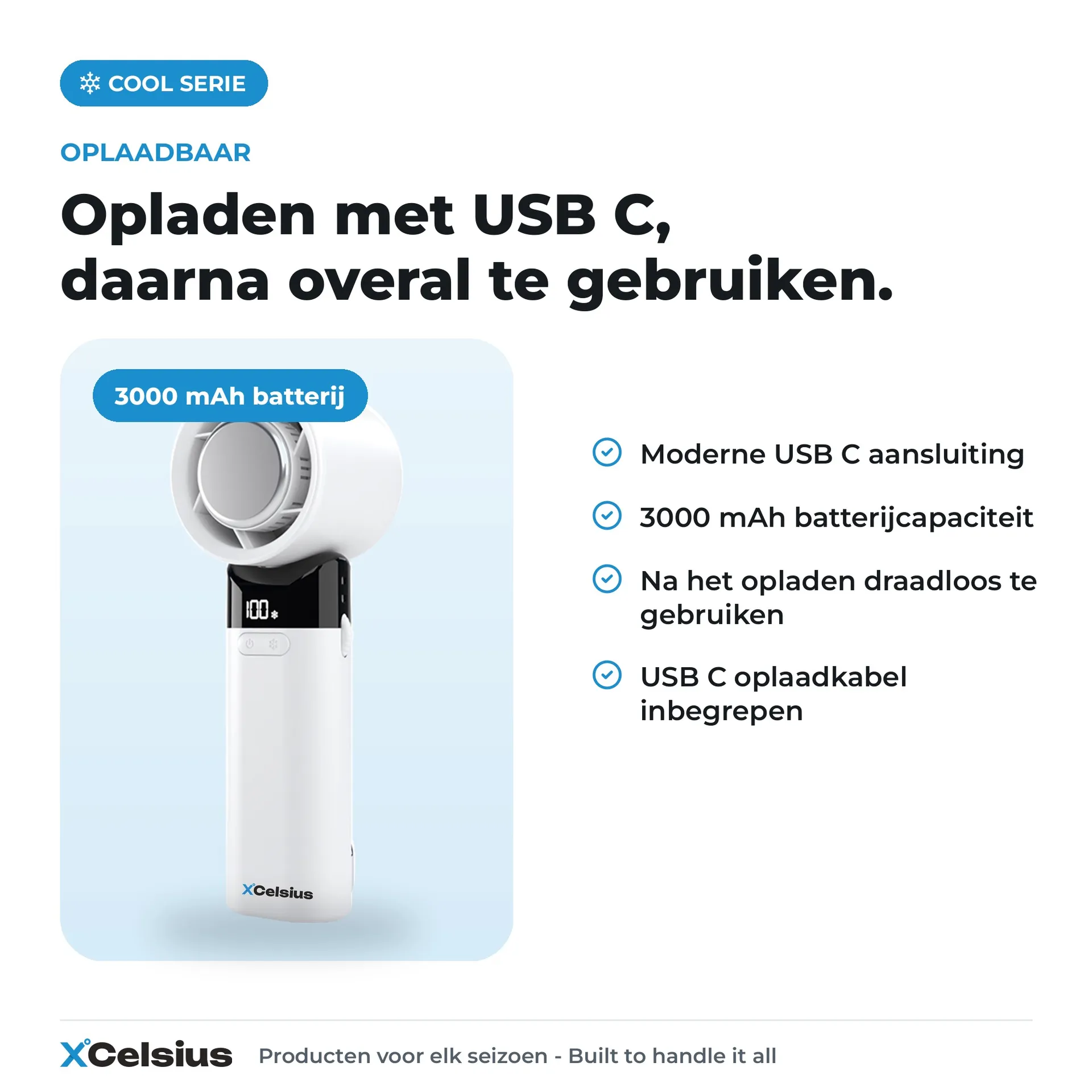 handventilator met instant koelplaat wit
