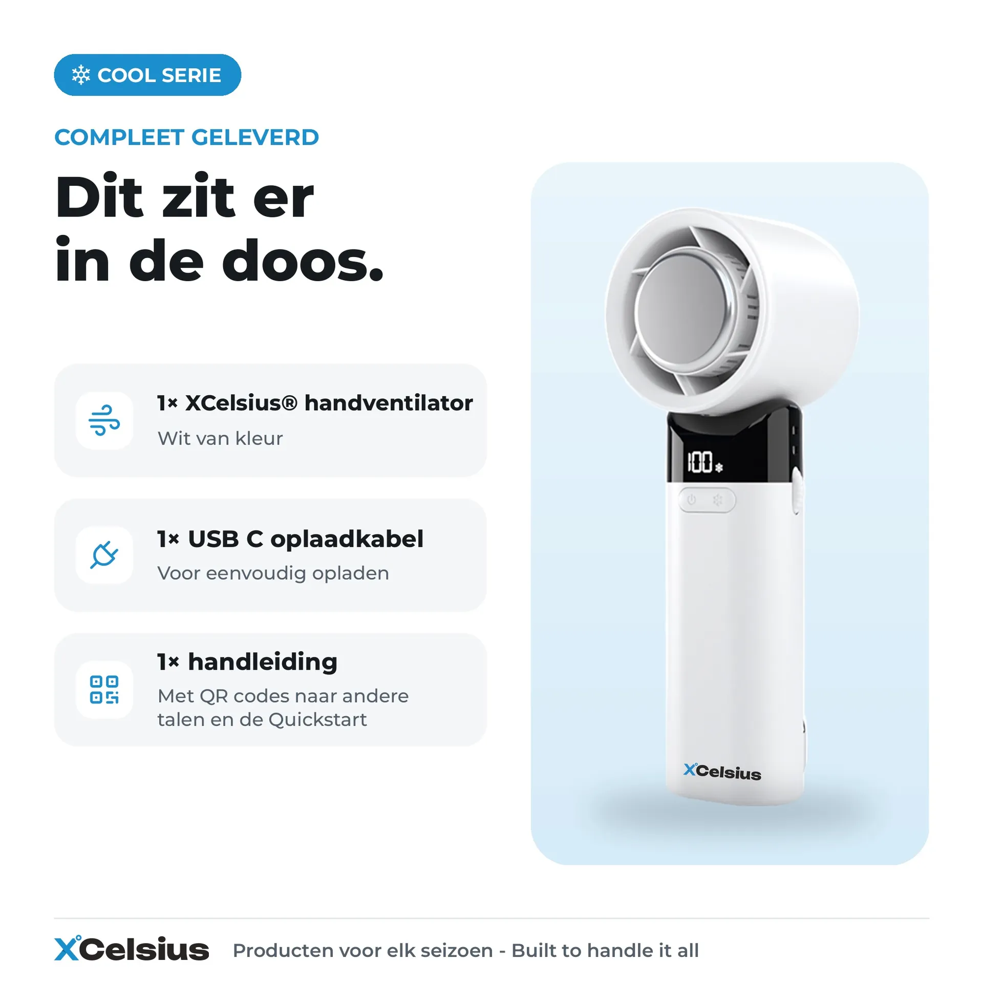 handventilator met instant koelplaat wit