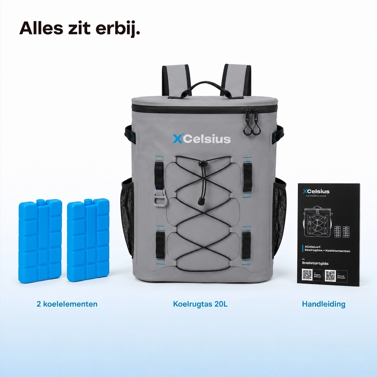 koelrugtas inclusief 2 koelelementen grijs