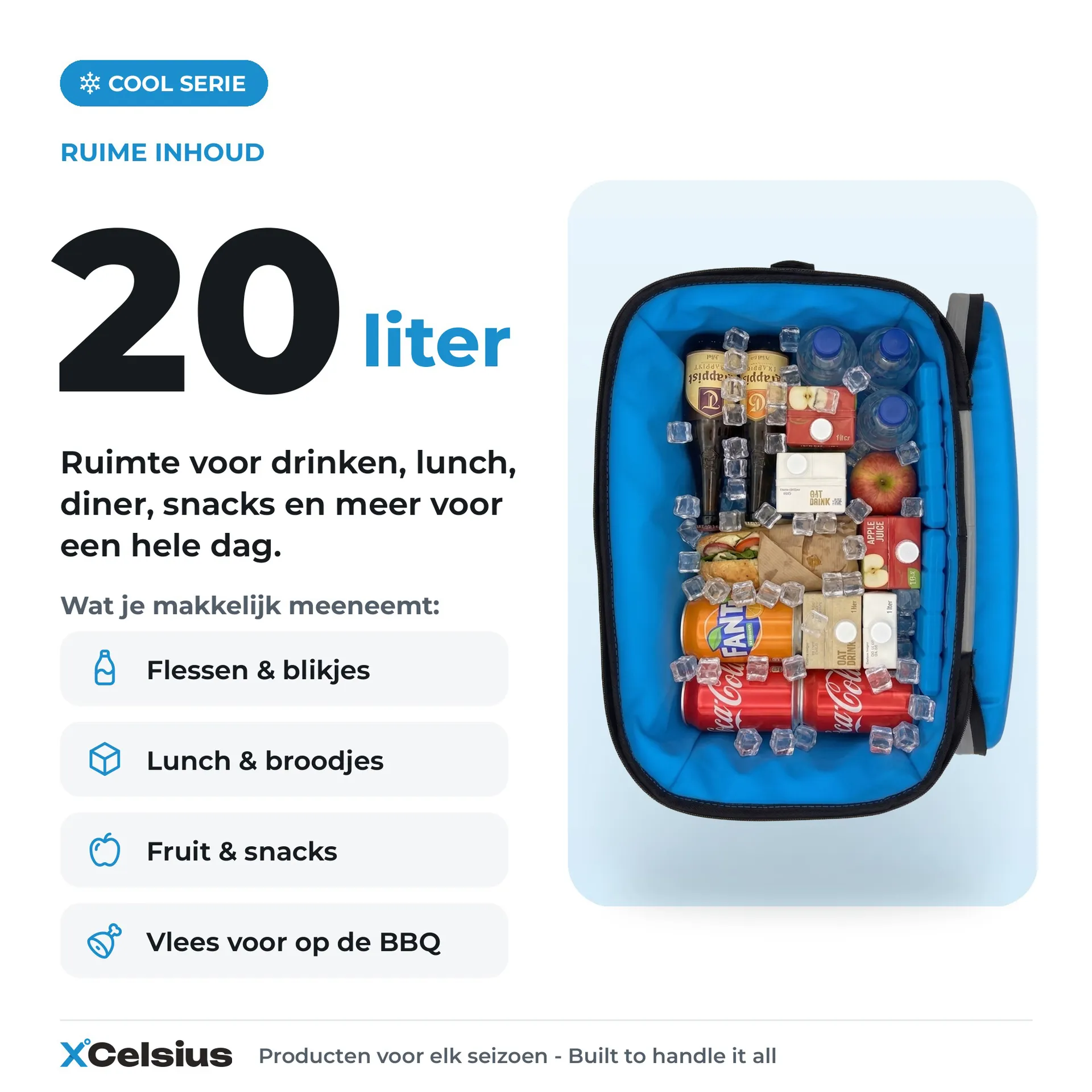 koelrugtas inclusief 2 koelelementen grijs