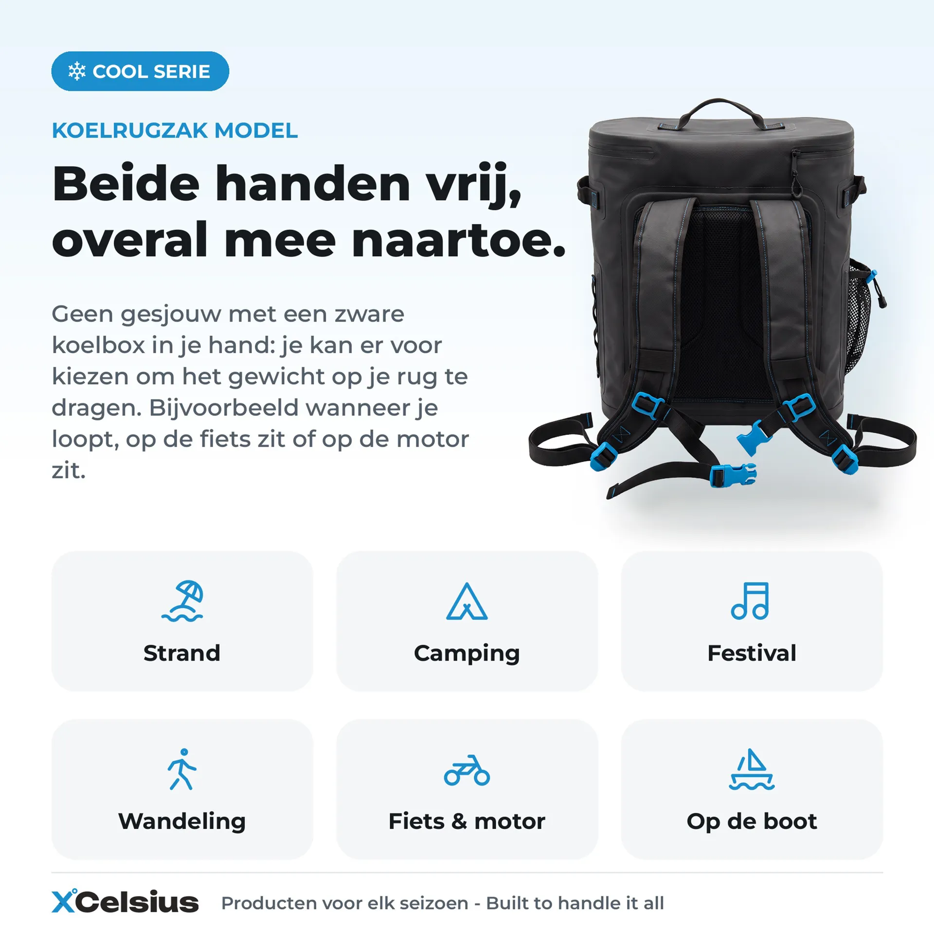 koelrugtas inclusief 2 koelelementen grijs