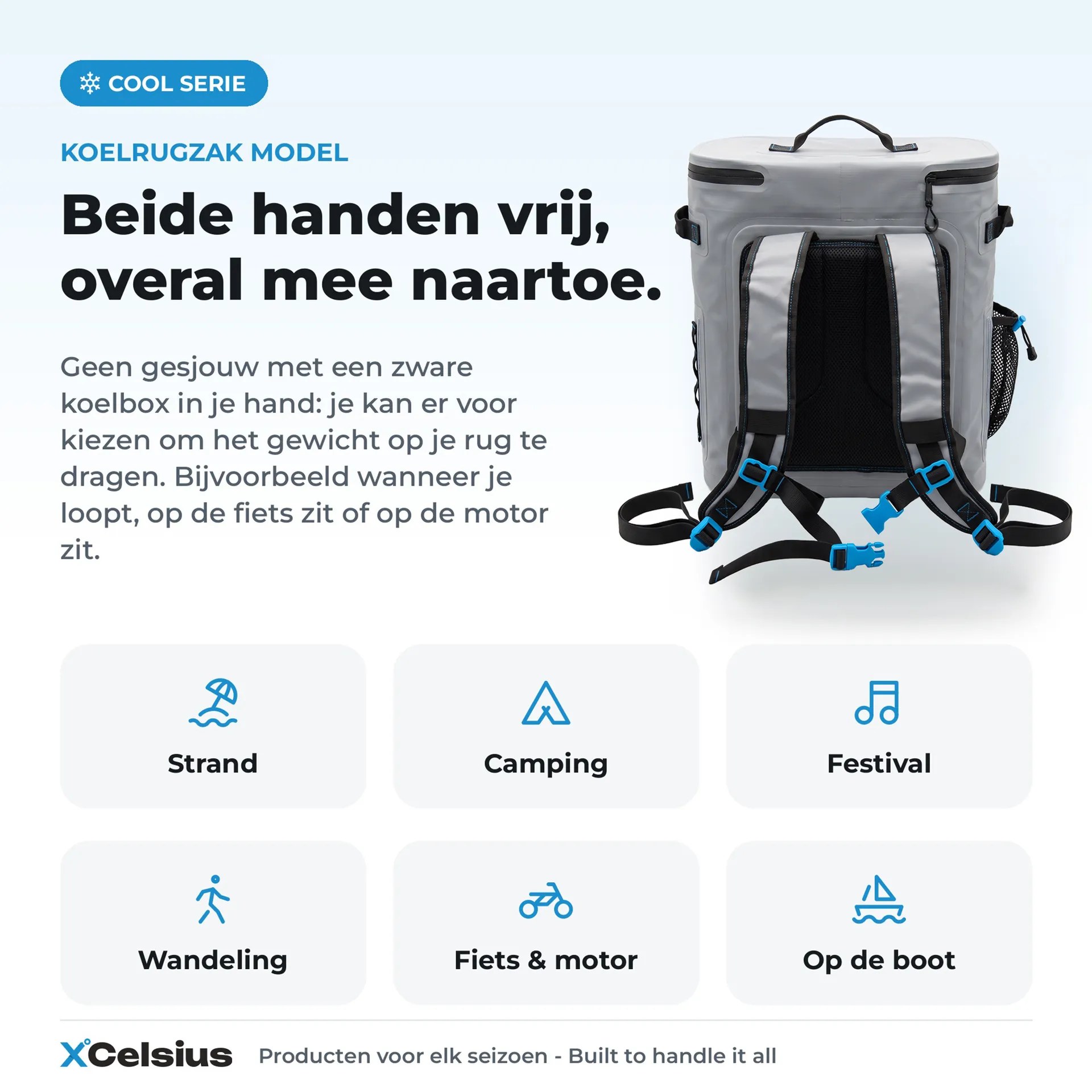 koelrugtas inclusief 2 koelelementen grijs