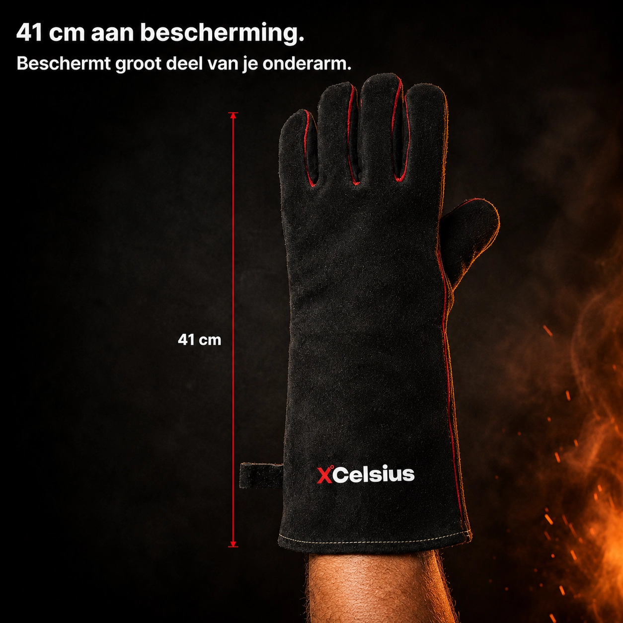 bbq handschoenen en407 gecertificeerd zwart/rood